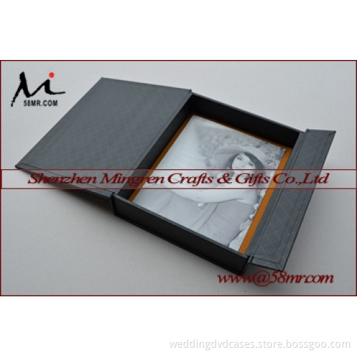 Fabric Leather Wood Photo Storage Box